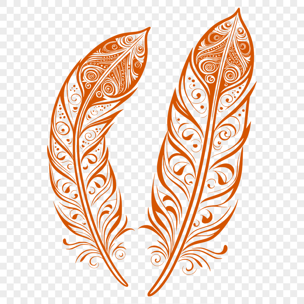 Stylized Feather Illustration A stylized illustration of a single feather, created as a scalable vector graphic (SVG) design.