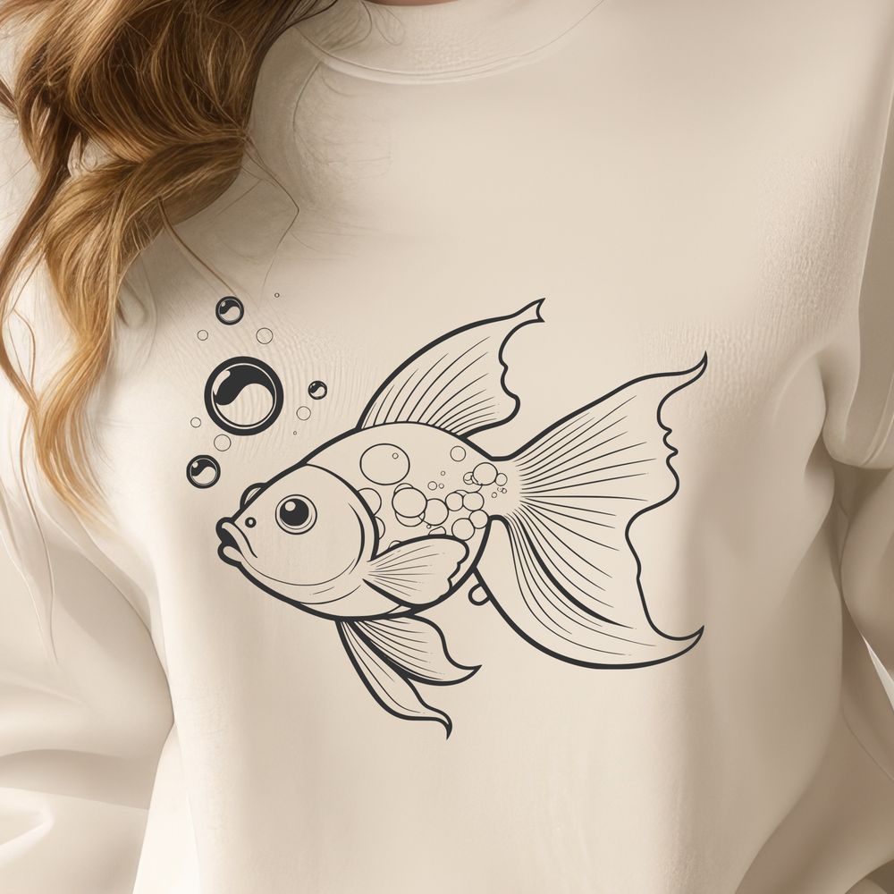 Illustrated Goldfish Design A detailed illustration of a goldfish, suitable for personal or commercial use in various design applications.