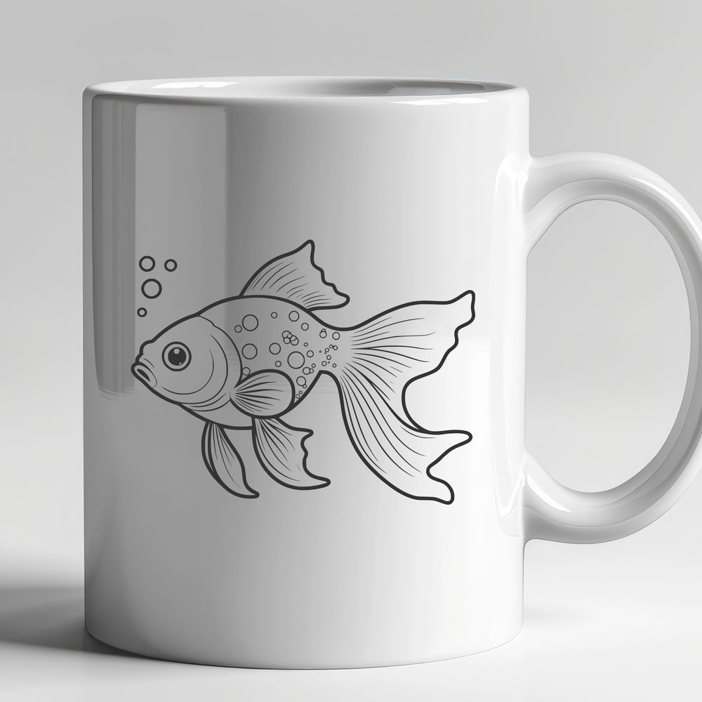 Delightful Water Dwellers Graphic A colorful illustration of a goldfish swimming in water, created as a vector graphic for various uses.