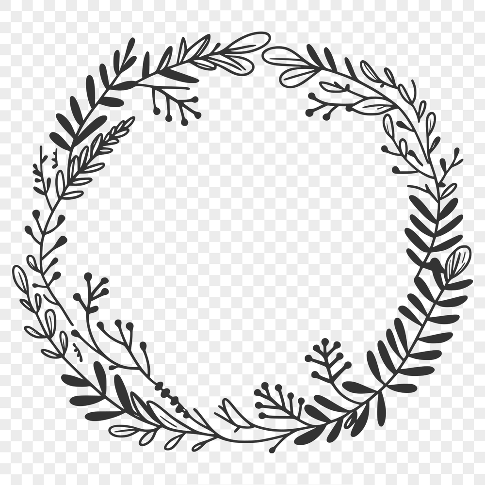 Interconnected Flower Wreath Vector Art A floral wreath design made from intertwined flowers and foliage, suitable for cutting machines like Cricut.