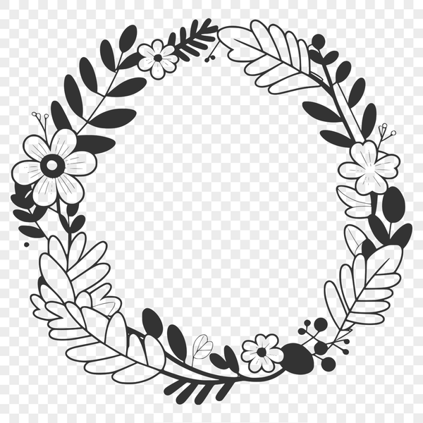 Beautiful Floral Wreath Design SVG Template A floral wreath designed as a digital template for cutting machines like Cricut and laser cutters.