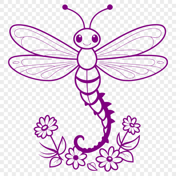 Beautiful Dragonfly Clip Art Vector A detailed illustration of a dragonfly in mid-air, with intricate details suitable for vector art and digital designs.