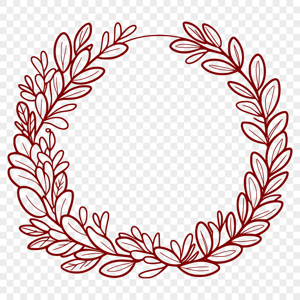 Hand-Drawn SVG Wreath Clip Art A hand-drawn floral wreath made from intricate curves and shapes.