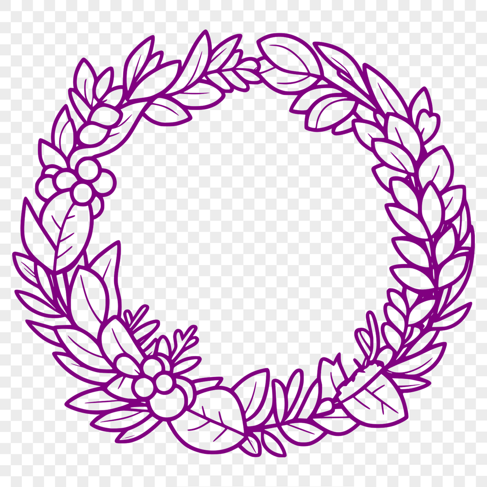 Floral Wreath Design Stencil An intricate floral design used as a stencil or template for crafting projects.