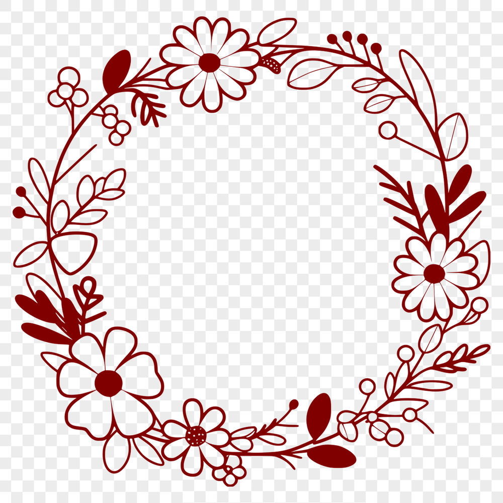 Beautiful Hand-Drawn Flower Wreath Template A floral patterned wreath created with vector design elements.