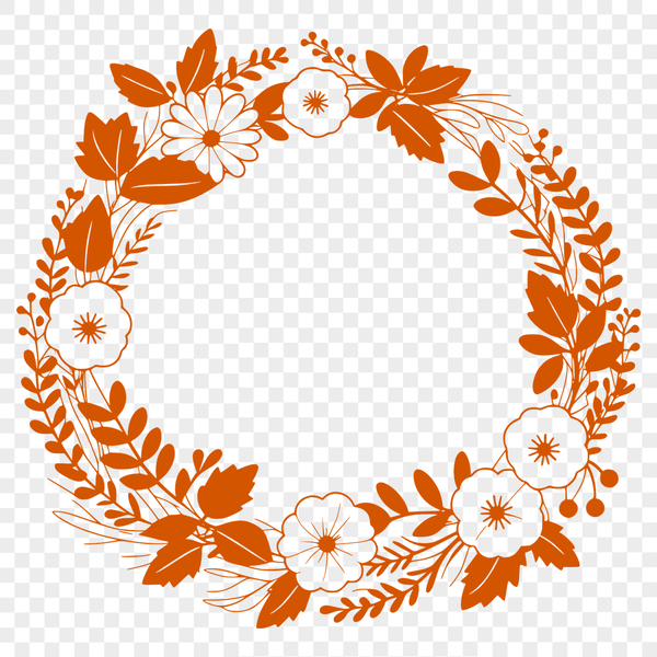 Beautiful SVG Leaf and Flower Arrangement A floral SVG design featuring a decorative wreath with leaves and flowers.