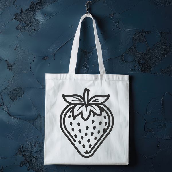 Strawberry Vector Art Design A digital illustration of a ripe strawberry with seeds and leaves, suitable for vector graphics design.