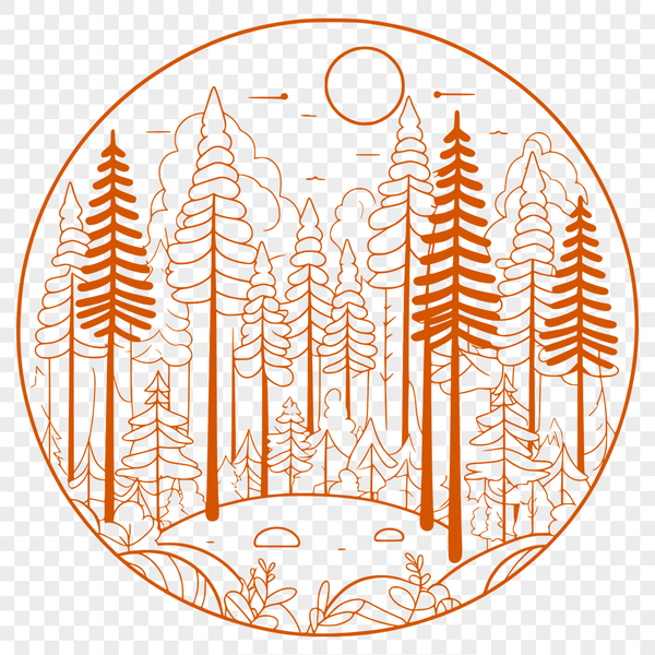 Forest Foliage Vector Art An intricate vector design featuring a detailed depiction of a woodland environment.