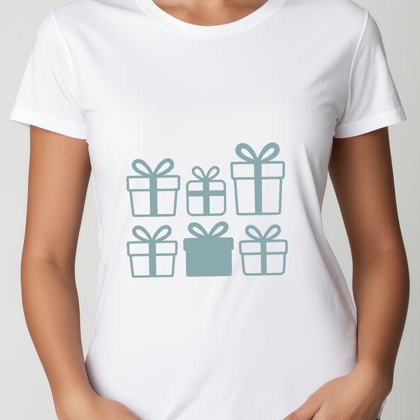 A simple illustration of a wrapped gift box with a festive ribbon.