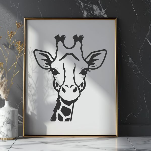 Tall Spotted Savannah Resident A tall, spotted giraffe standing on a savannah landscape.