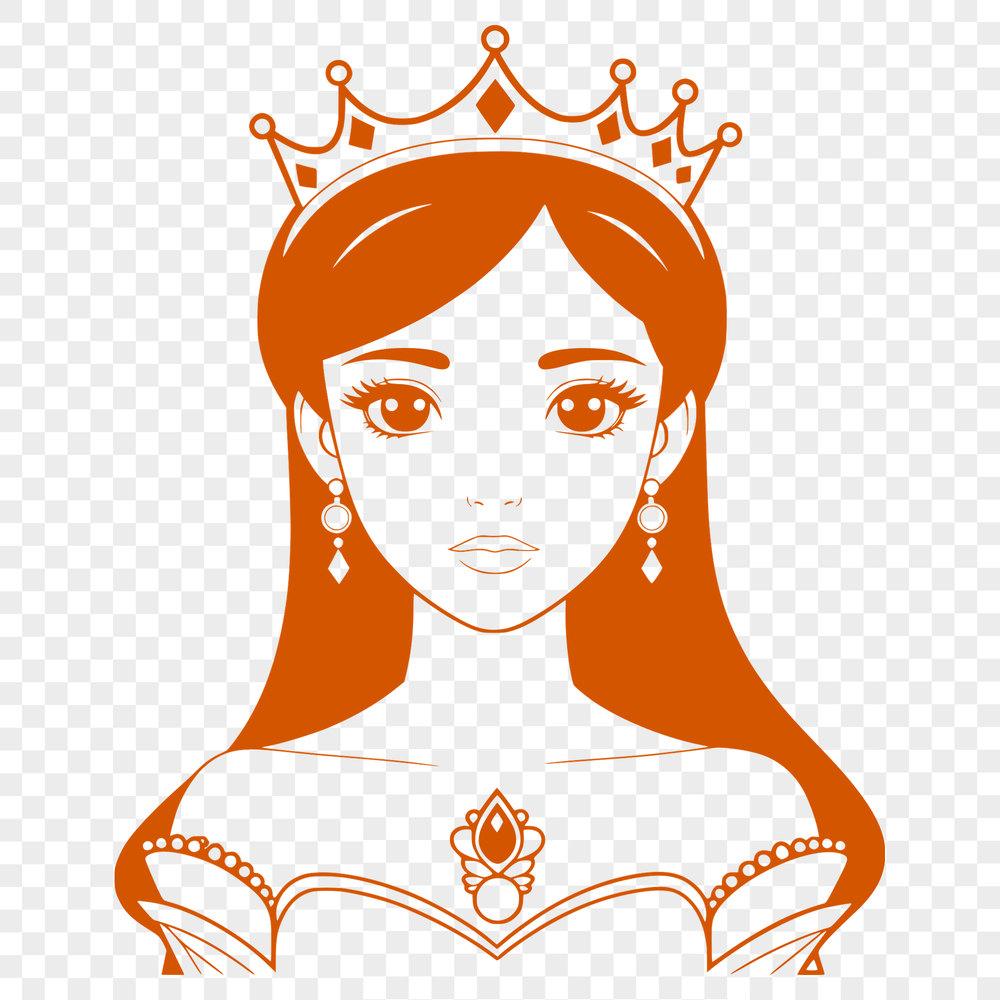Princess Illustration in Vector Format A royalty-themed female character illustration in vector format.