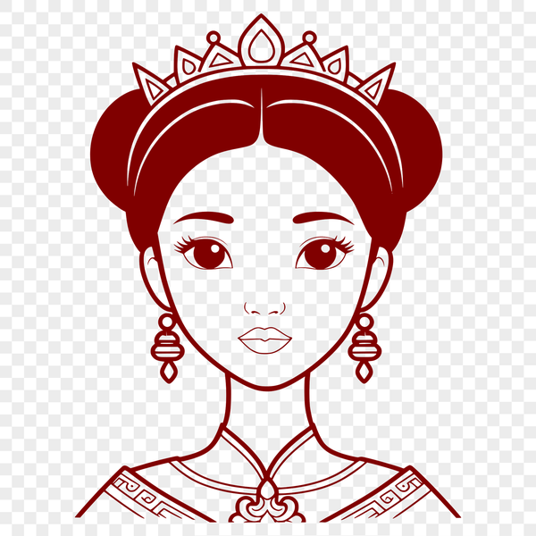 Princess Vector Graphic Illustration An SVG vector graphic of a girl dressed as a princess, suitable for custom cutting and design projects.