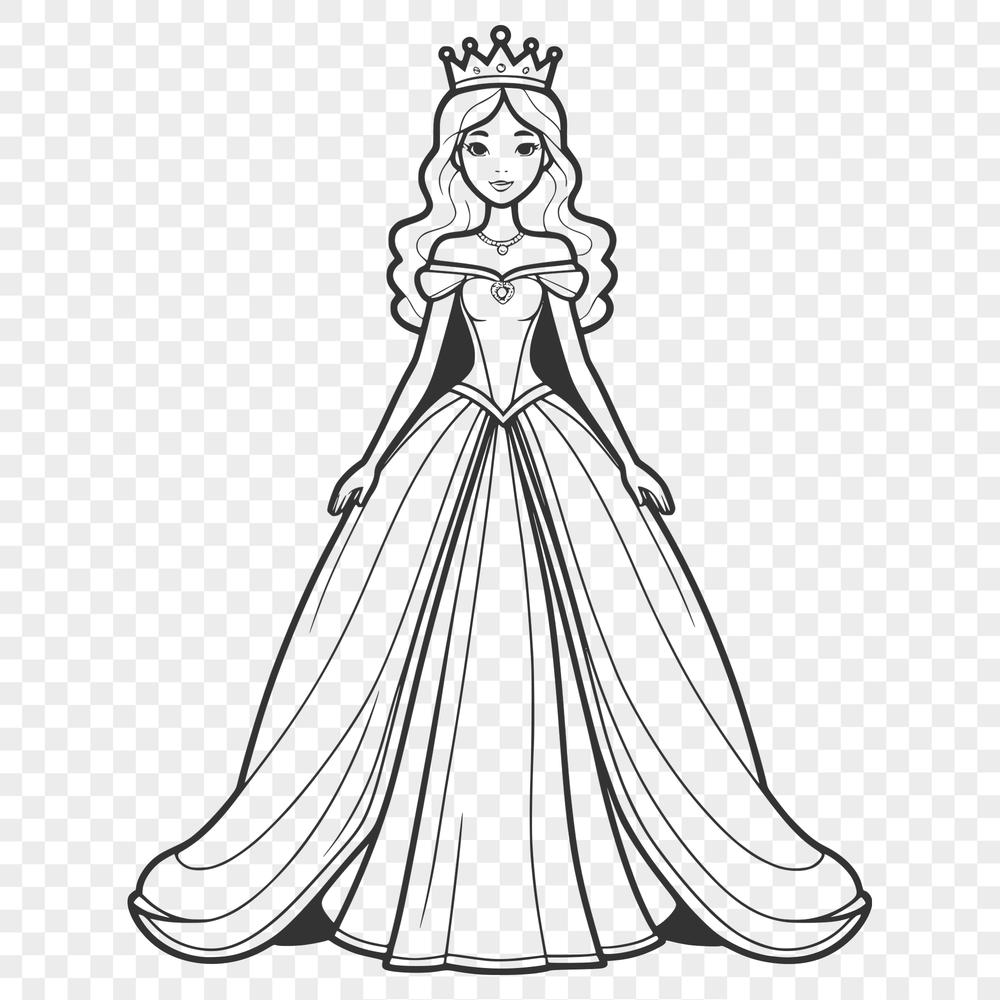 Beautiful Female Princess Graphic Design A digital illustration of a young female princess in a regal attire.