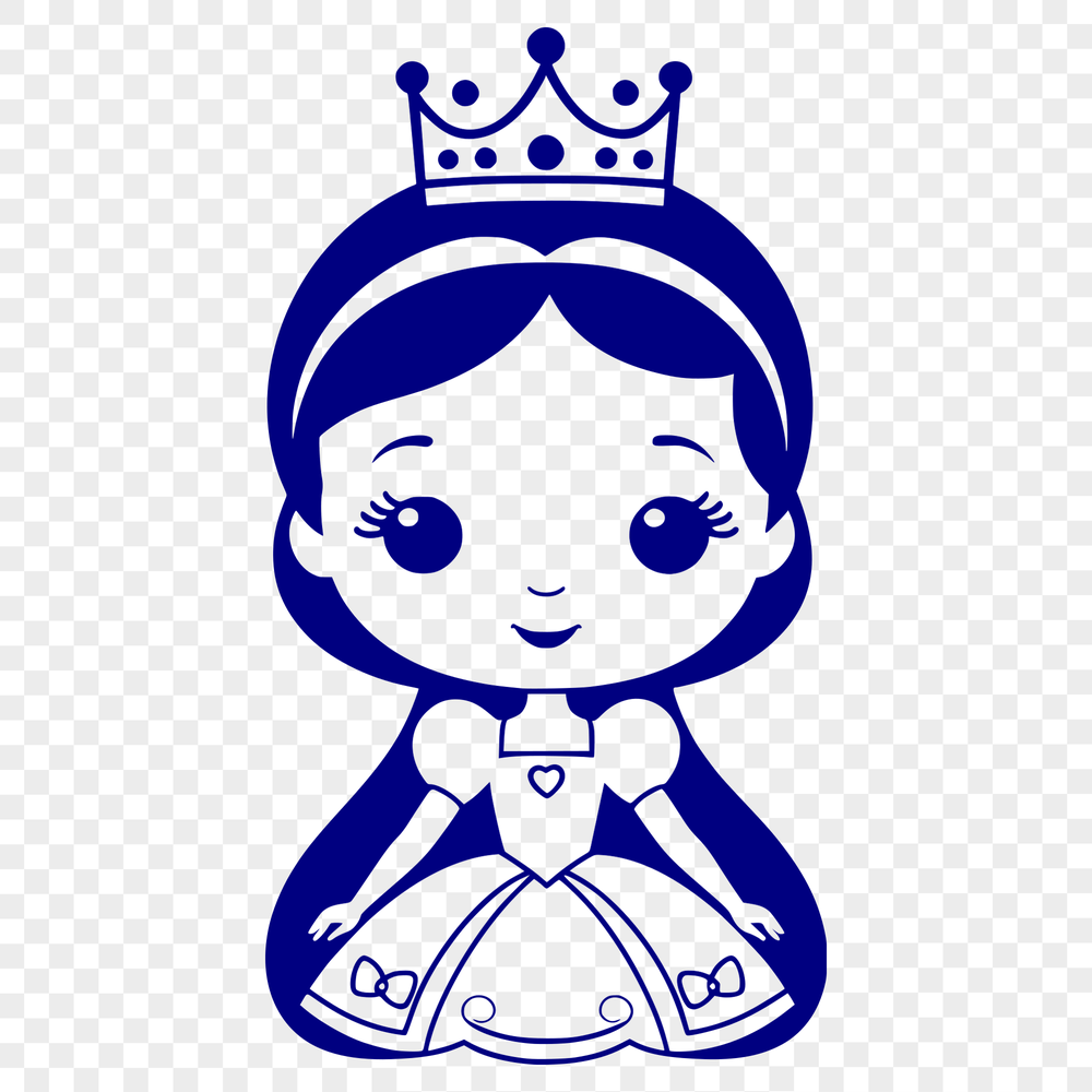 A young female princess character in a medieval-style dress and crown, suitable for vector art design.