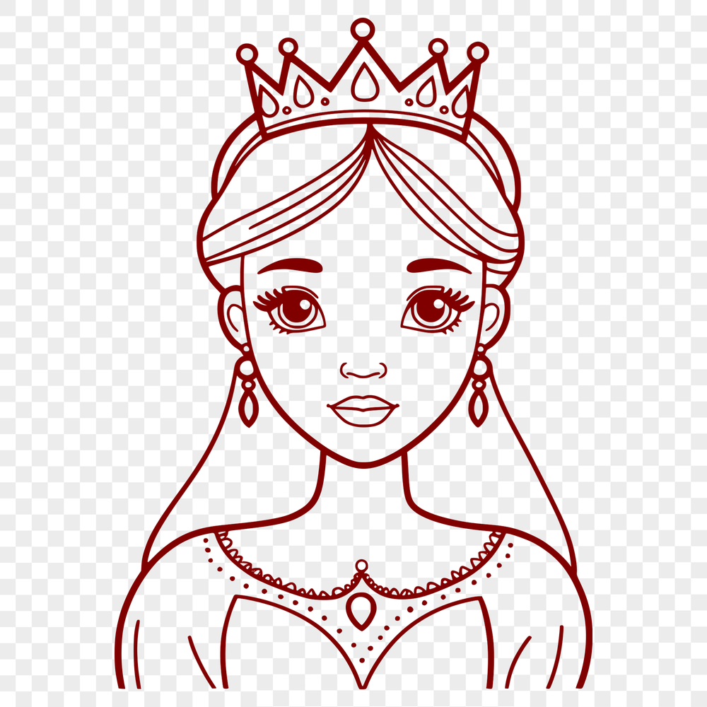 Female royal character in a medieval-inspired costume.