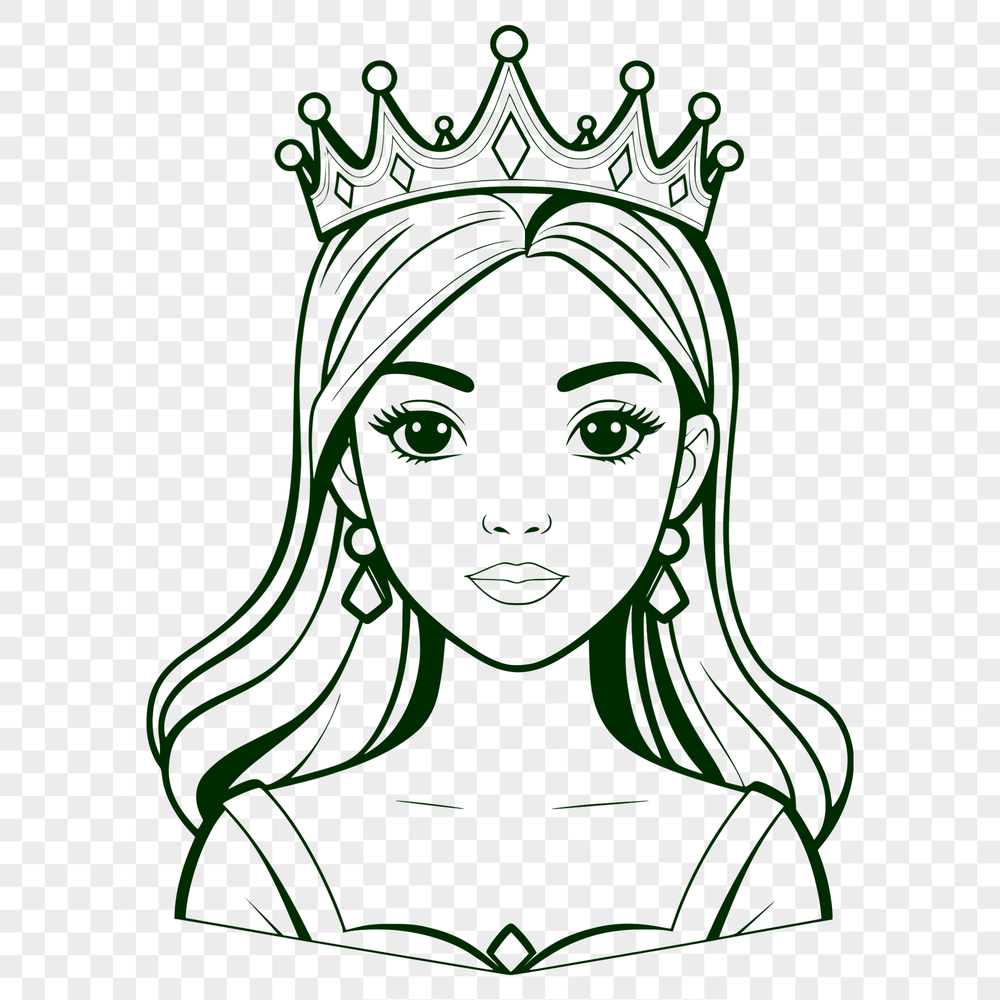 Digital Princess Cutting Machine Template Female character design in vector format, ideal for digital art and cutting machines.
