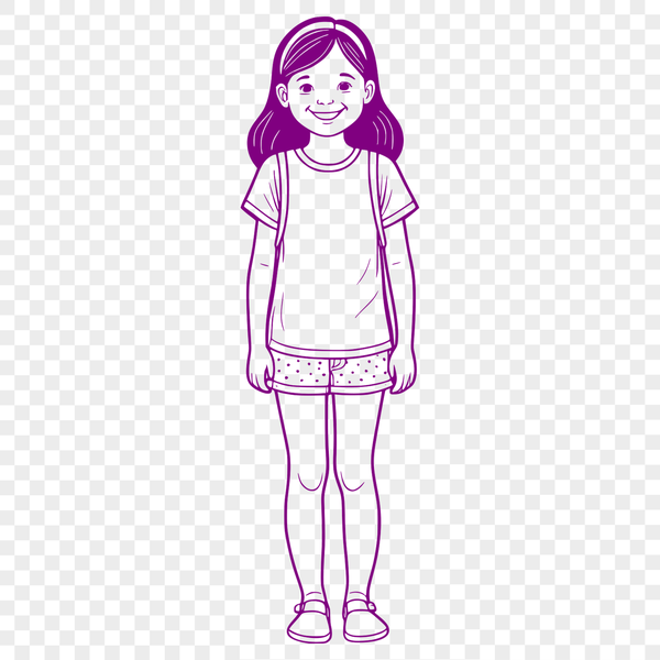 Young girl illustration created as a vector SVG graphic for digital use.