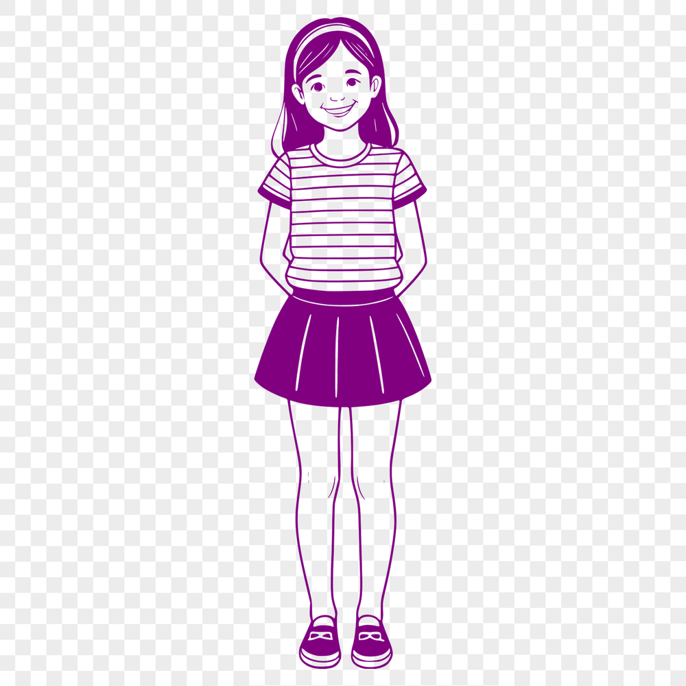 Young Female Figure SVG Illustration A simple illustration of a young female figure created as an SVG file for digital editing and cutting machine designs.