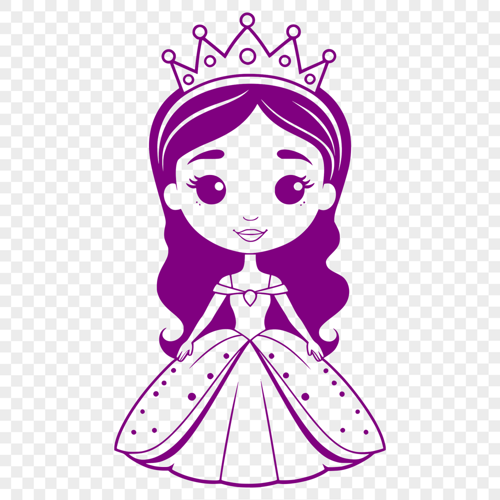 Female Character SVG Design Female character illustration in a royal gown.