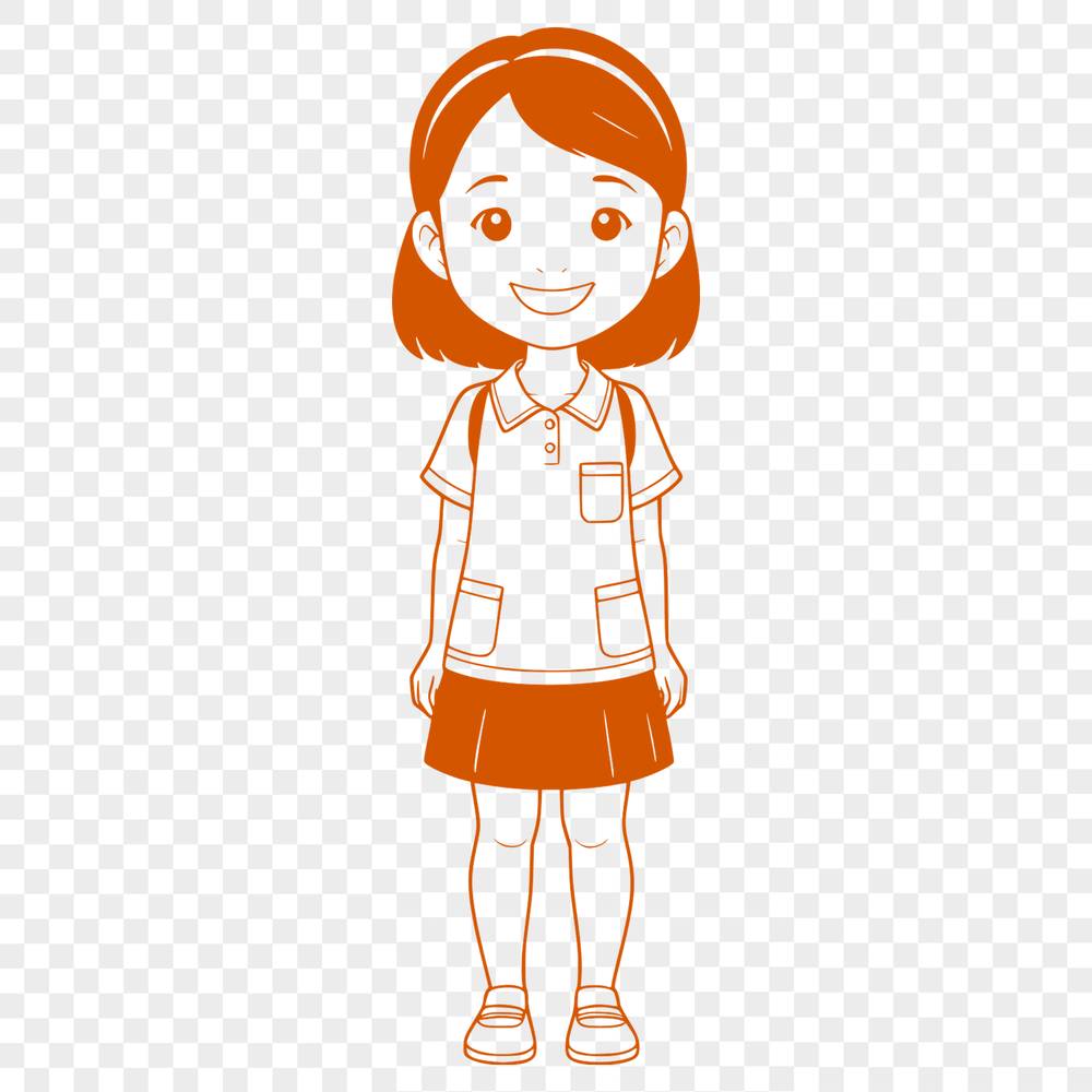 Clean Line Art for Designers A single-line illustration of a young girl with clean lines and simple features, suitable for digital use in graphic design.