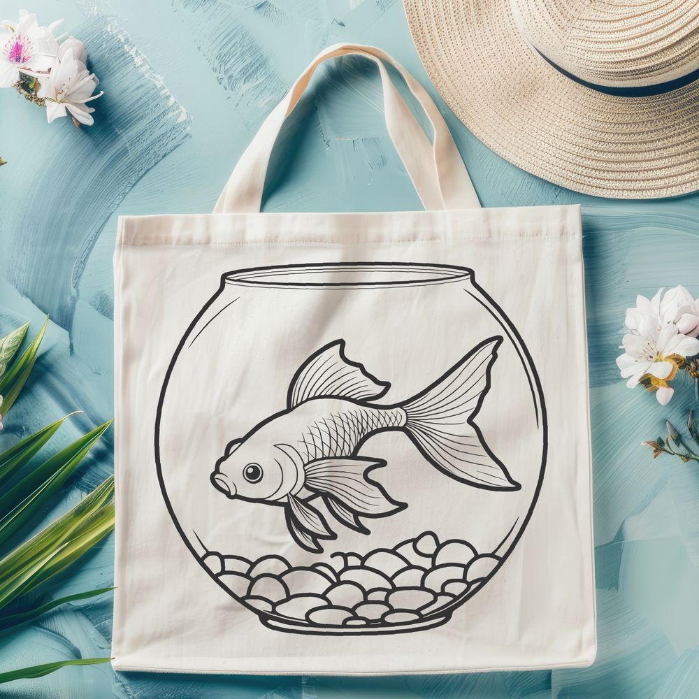 Colorful Fish Vector Art Design A digital vector art representation of a small goldfish with a rounded body and long fins.