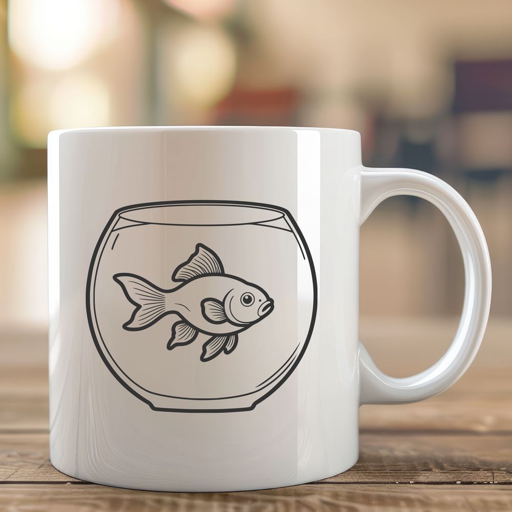 Stylized Goldfish Swimming in a Bowl A stylized vector illustration of a goldfish swimming in a bowl.