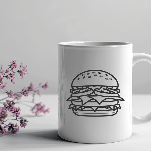Beautiful Hamburger Clip Art A high-quality illustration of a classic hamburger with lettuce, tomato, and cheese, suitable for commercial or personal use.