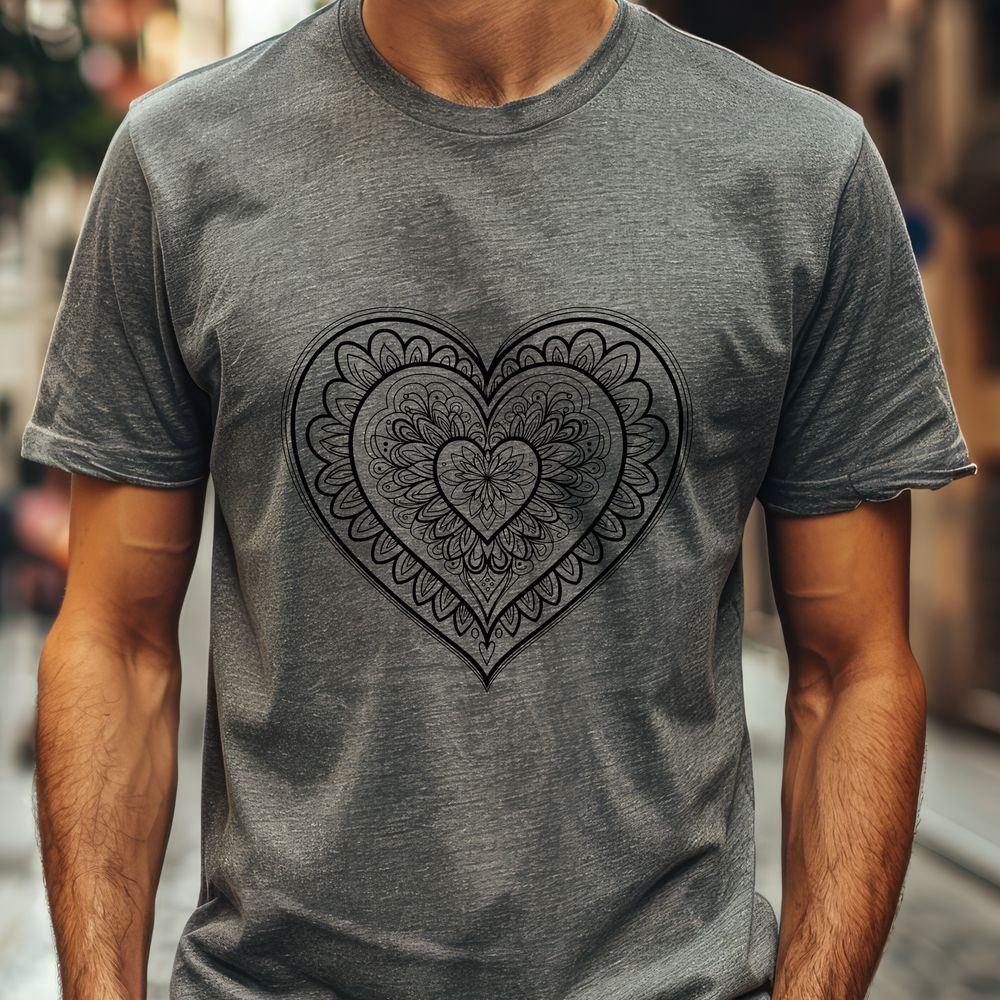 Interconnected Heart Geometric Pattern A geometric pattern of interconnected hearts in a mandala design, suitable for digital crafting projects.
