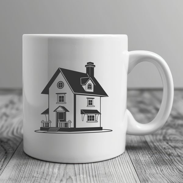 Free SVG House Illustration A simple, 2D illustration of a residential building, suitable for digital design and cutting projects.