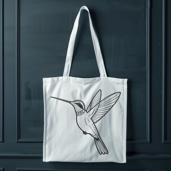 Detailed SVG Bird Illustration Downloadable Image A detailed illustration of a hummingbird in flight, suitable for vector design and cutting machine projects.