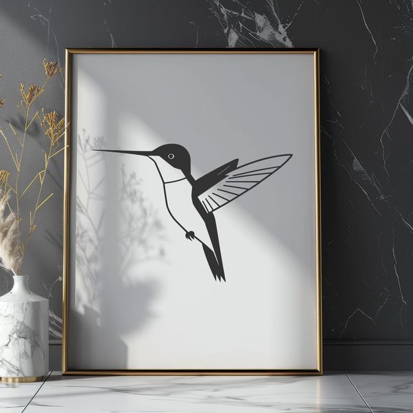 Hummingbird Vector Graphic Design An SVG rendering of a bird species known for its rapid wing movement, suitable for digital design projects.