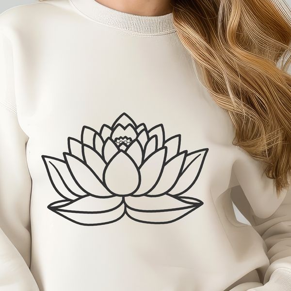 Eastern Symbolism SVG Design A detailed, stylized illustration of a lotus flower, commonly associated with Eastern religious and cultural symbolism.