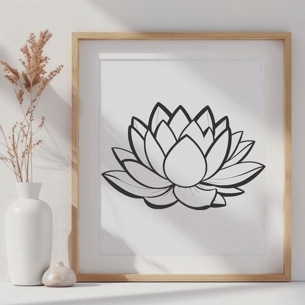 Detailed Religious Symbol Icon A detailed vector design of the lotus flower, suitable for use in various digital formats such as SVG, PDF, and DXF.