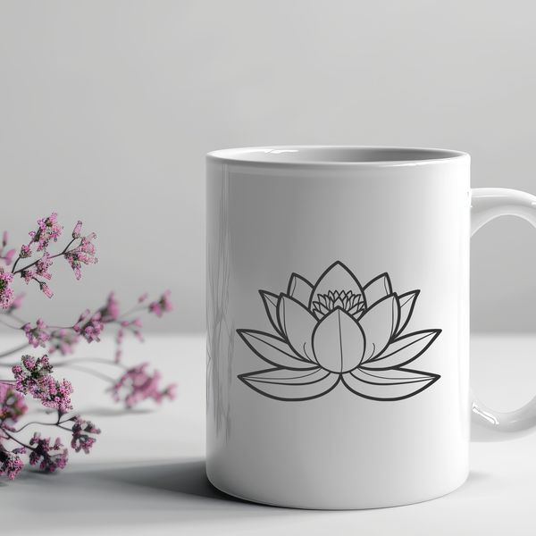 Beautiful Symmetrical Flower Illustrated lotus flower with symmetrical petals, a popular motif in Eastern religious art.