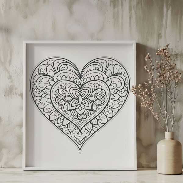 A colorful mandala heart design created as a vector graphic for cutting machines and digital art.