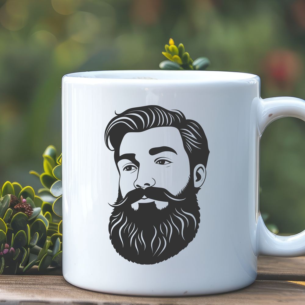 Male Figure SVG Illustration A high-resolution SVG illustration of a mature male figure with a well-groomed beard.