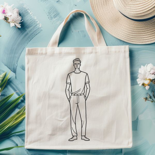 Clean-Lined Male Silhouette A man depicted in a clean-lined style suitable for clip art and graphic design.