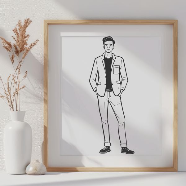 Male Vector Art Illustration A high-quality digital illustration of a man in vector format.