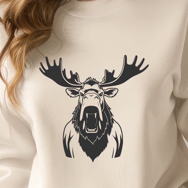 North American Wildlife SVG Icon A large North American wild animal with antlers and a distinctive hump on its back.