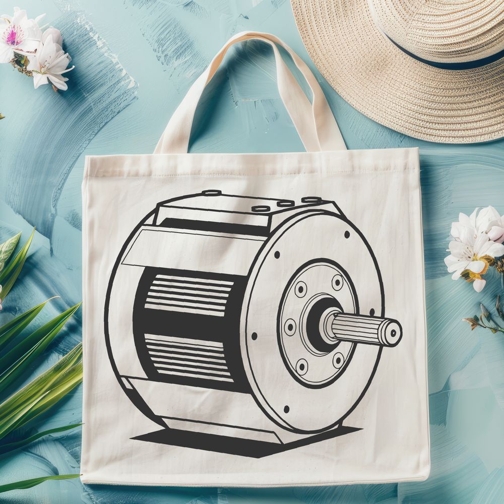 High-Tech SVG Illustration Illustration of a high-tech electric motor, suitable for digital cutting machines like Cricut or laser cutters.