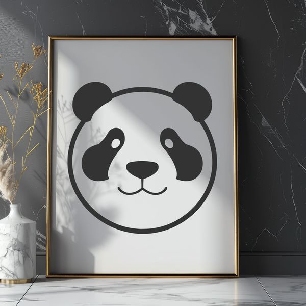 A simplified illustration of a panda in a digital format.