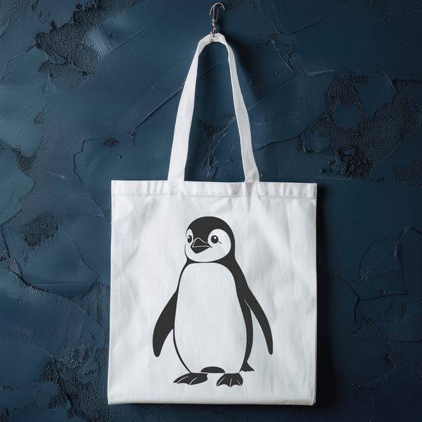 Penguin Line Drawing Artwork Design A digital illustration of a penguin in black and white line art style.