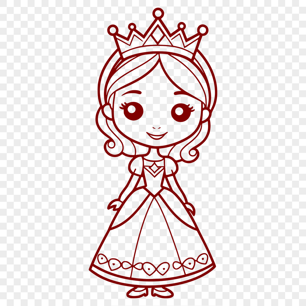 Royal Female Character in Vector Format A young female princess character designed in vector format for digital use.