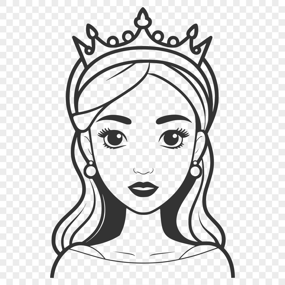 Elegant Girl Vector Art A stylized female silhouette with royal accessories and attire.