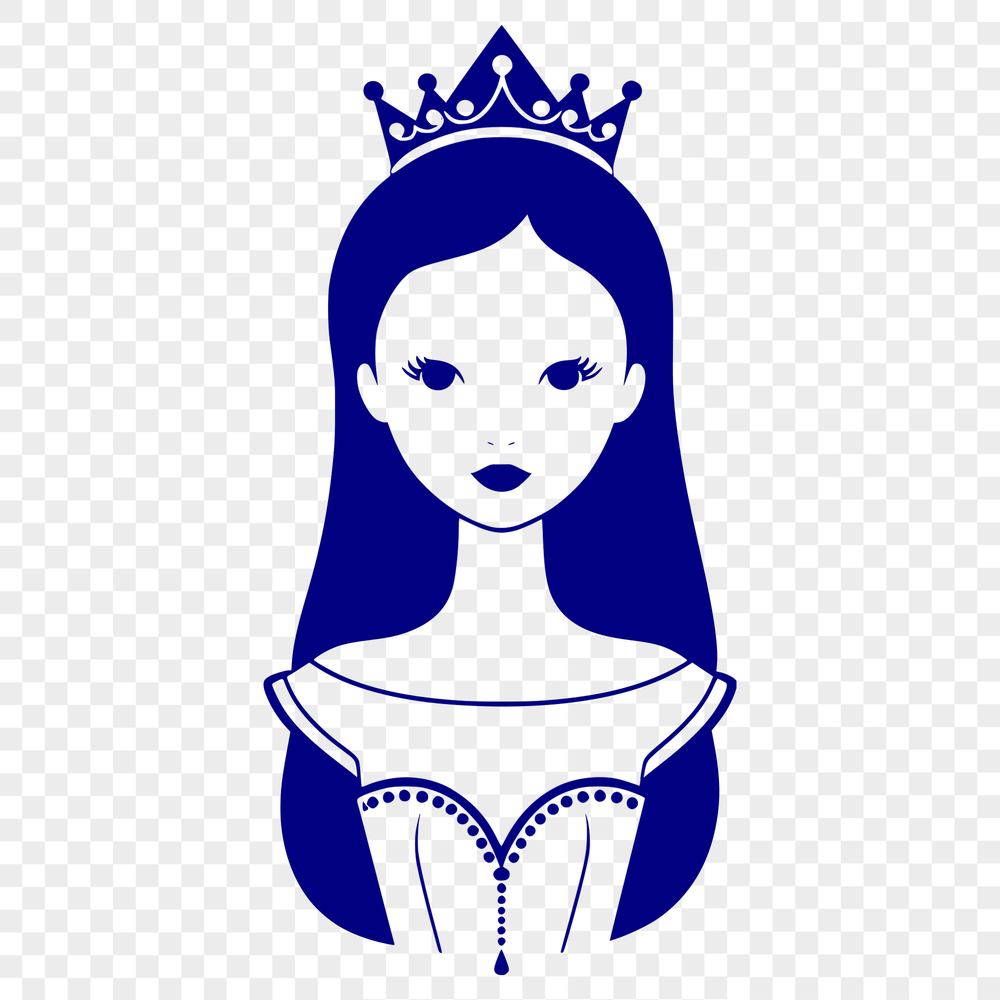 Beautiful Princess Illustration Design A young female princess in a traditional dress, suitable for vector art and cutting machine designs.