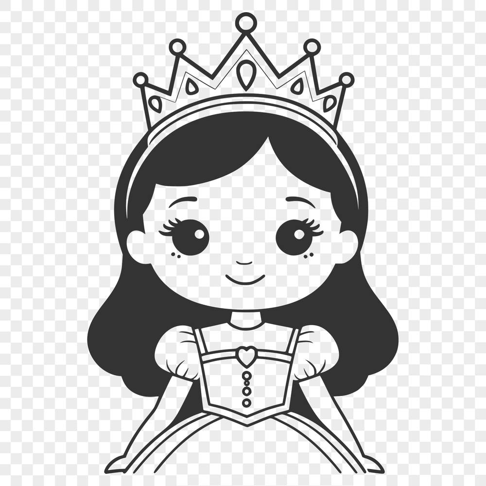A young female character dressed as a princess with crown and dress, represented as a vector graphic.