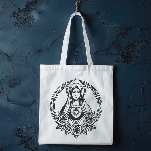 Sacred Floral Pattern Religious floral design featuring an immaculate heart in a vector format suitable for laser cutting or pyrography.