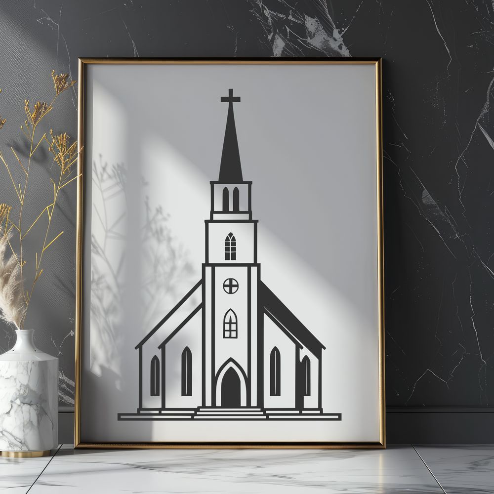 Traditional Vector Design A simple illustration of a Baptist church with a traditional design, suitable for vector art and digital cutting.