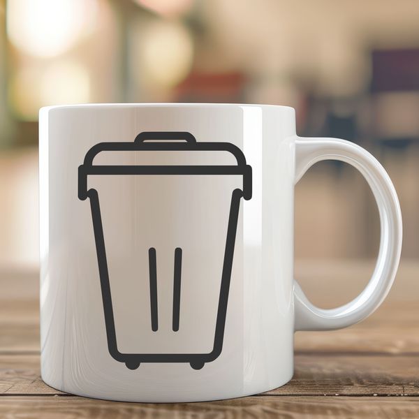 Trash Can Icon A simple illustration of a trash can with a lid.
