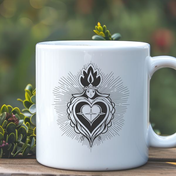 Sacred Heart Icon in Stunning Vector Format A detailed illustration of a Sacred Heart icon in vector format.